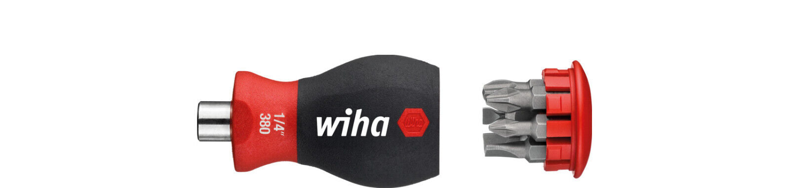 Wiha 6pc Stubby SLOT / PHILLIPS Bits and Holder Screwdriver Set PH1 PH2 PH3