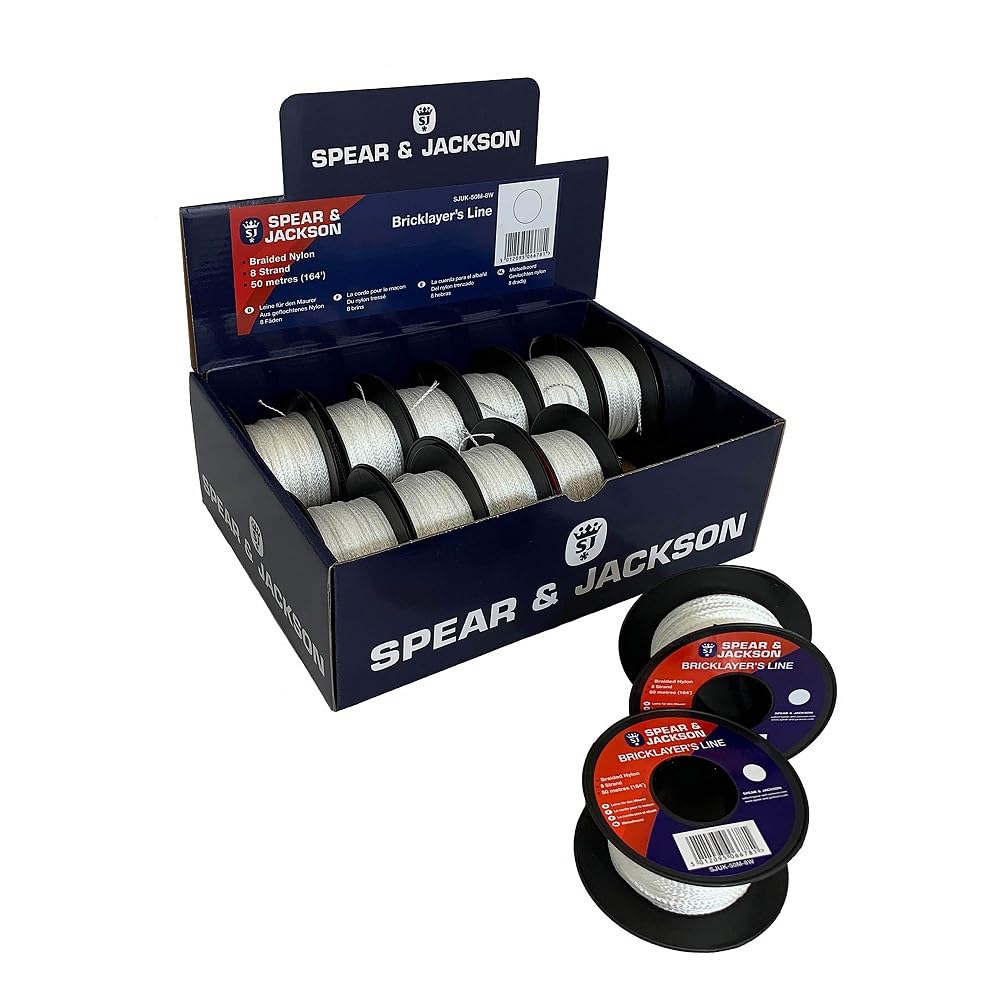 12 x Spear & Jackson White Brick Line 50 Metre Spools, Box of 12