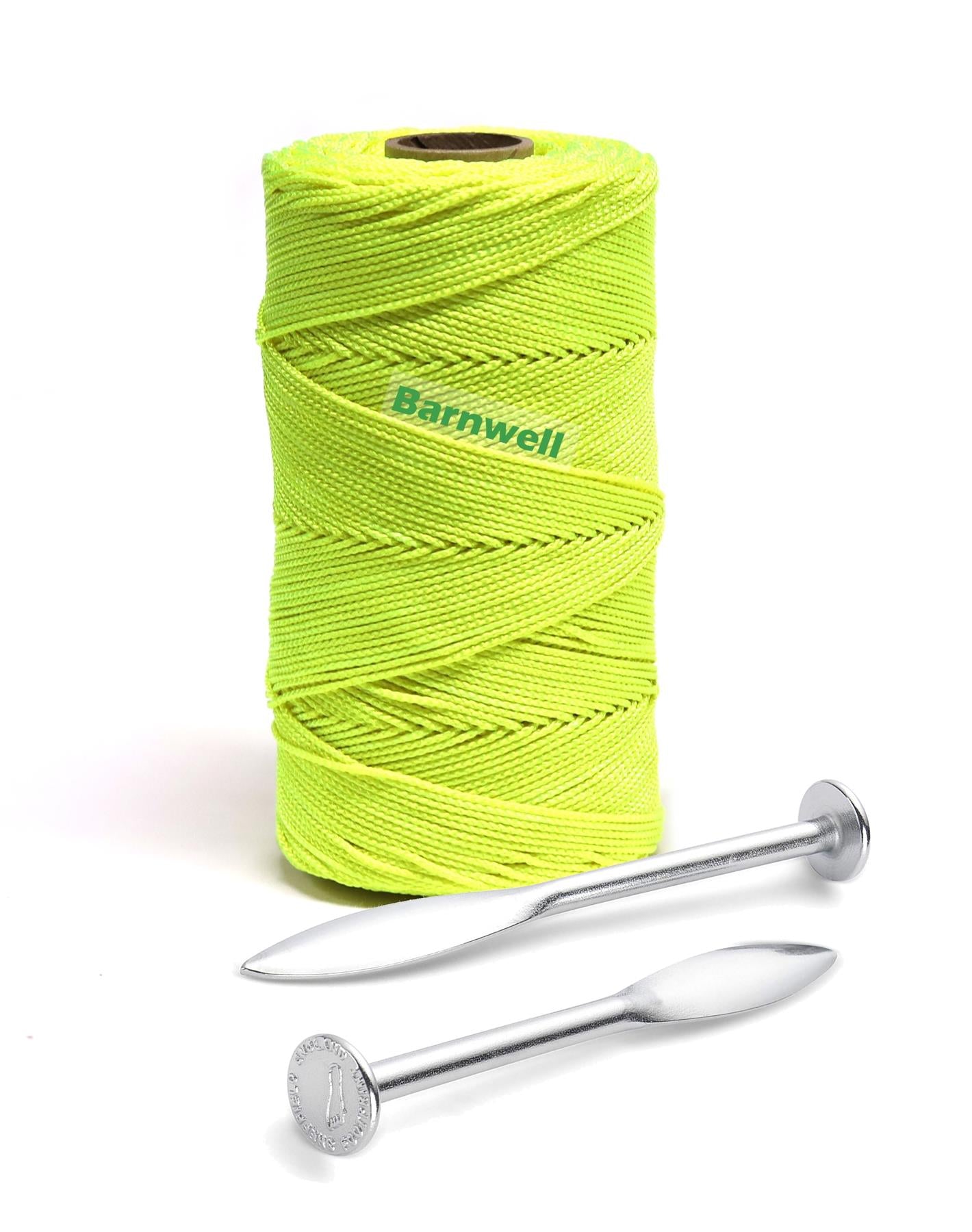 Barnwell 1000ft Braided Nylon String Line - Fluorescent Yellow AND Pair of Footprint Line Pins