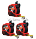 3 x Hultafors/Fisco BrickMate Tape Measure 8m Brick Block Courses 25mm Blade Metric Builders