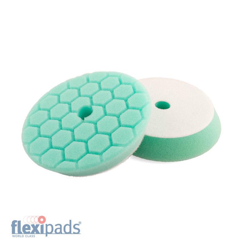 Flexipads Hex Groove Logic 5.5'' 135mm Pro-Detail Green WITH HOLE Heavy Polishing Pad