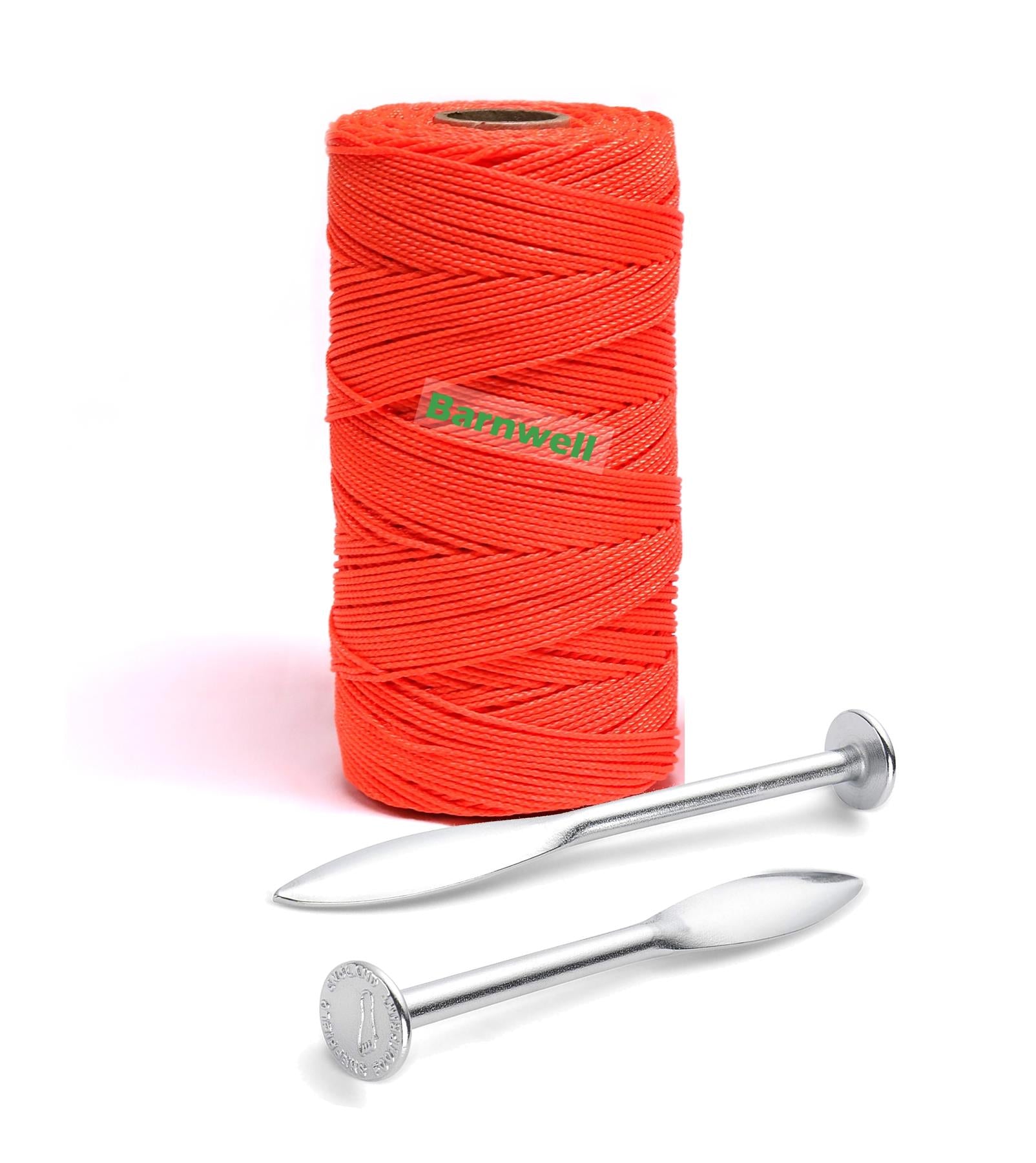Barnwell 1000ft Braided Nylon String Line - Fluorescent Orange AND Pair of Footprint Line Pins