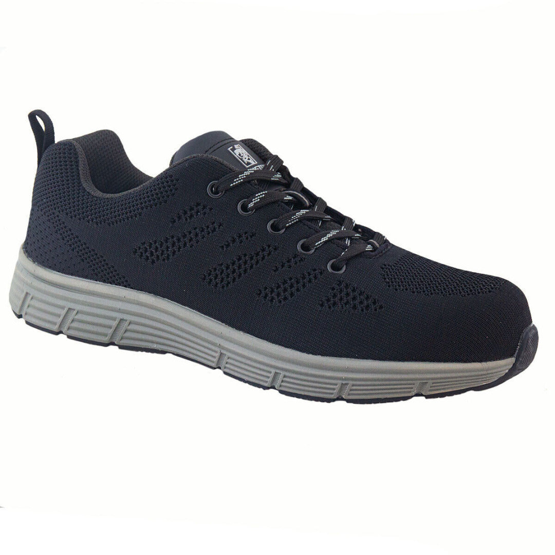 Max Steel Size 4 Safety Work Trainer/Shoe Black/Grey Lightweight Steel Toe Cap