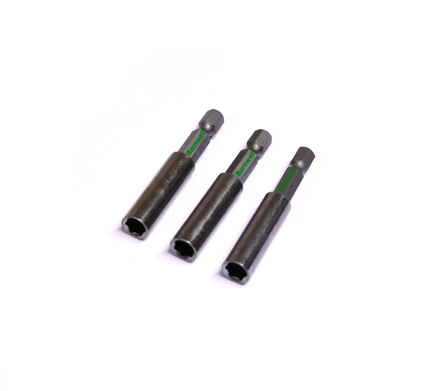 Barnwell 3 x 1/4" Hex Bit Holders Silver