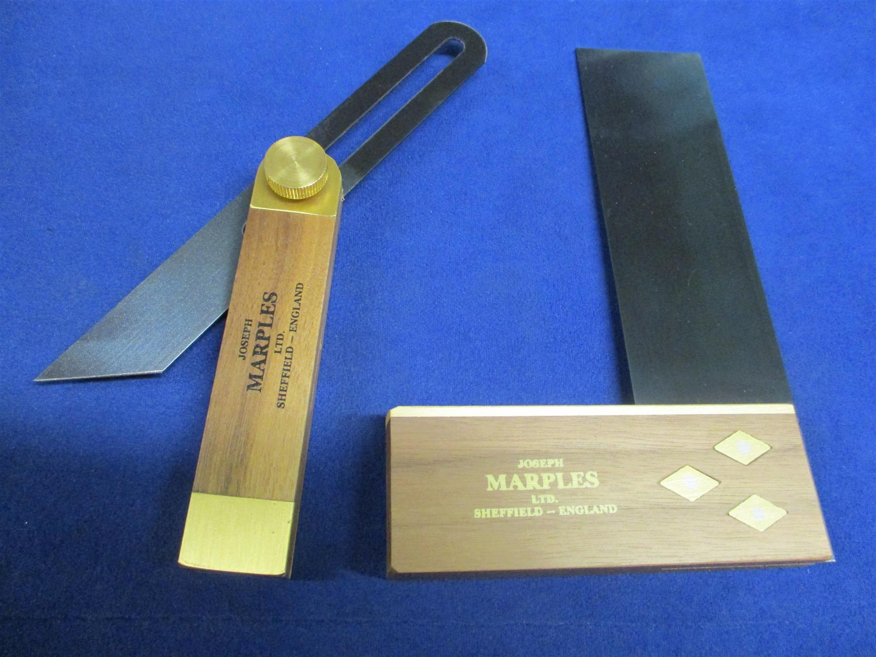 Joseph Marples Walnut Carpenters Try Square 6'' 19A & 20D Sliding Bevel 7.1/2''