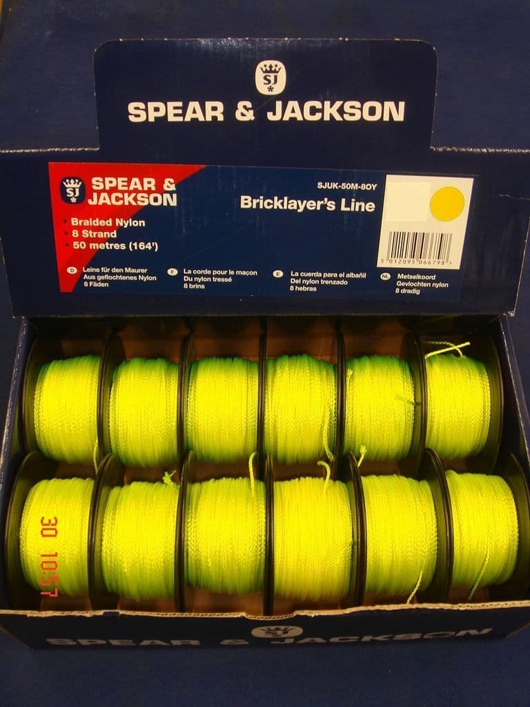 Spear & Jackson Green Braided Nylon Bricklayers Line 12 x 50 Metre Spools